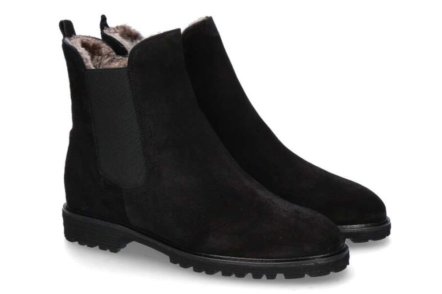 Bottines Et Bottines Bruner | Brunate Stiefelette Gefuttert Tank Velours Softy- Noir