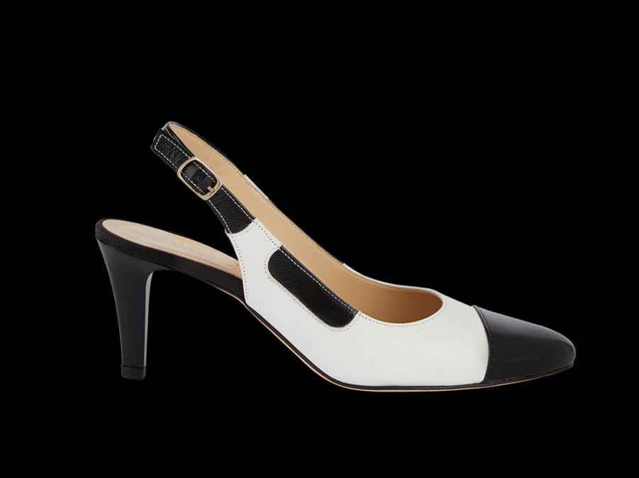 Des Sandales BRUNE | Slingback Chic En Noir Et Blanc