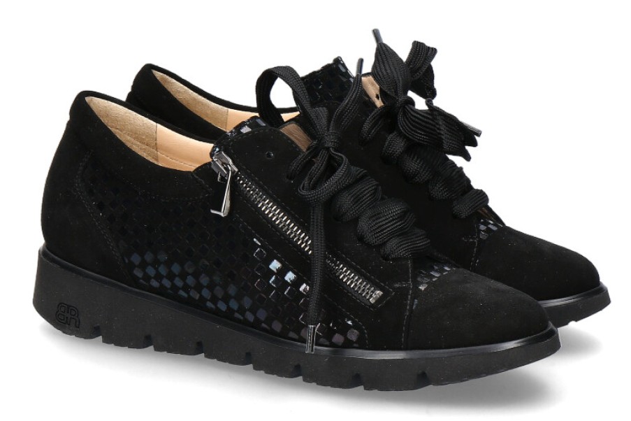 Baskets Bruner | Brunate Lace-Up Iris Camoscio Nero Jazz Petrole